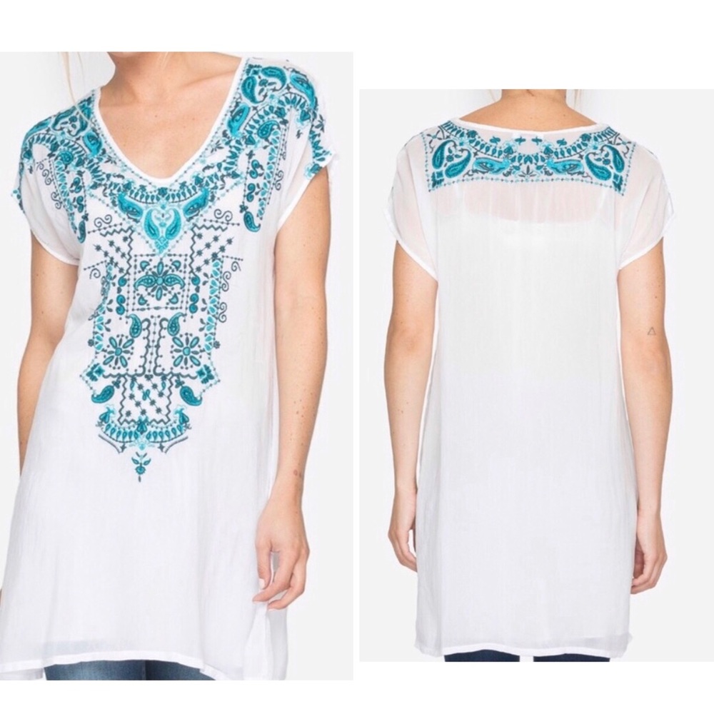 Johnny Was Eros V-Neck Embroidered Tunic SM/MED